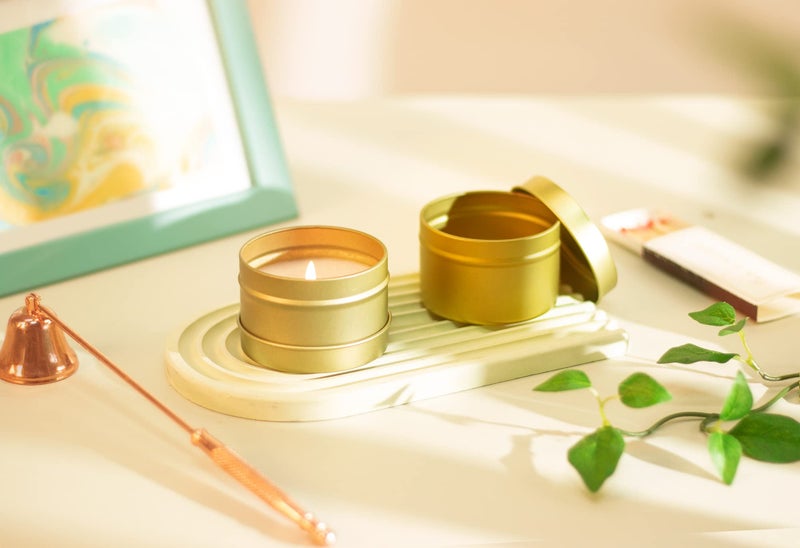 Aroparc Gold Candle Tins 4oz with Lids, 24 Piece Candle Containers, Bulk Candle Jars for Candle Making - Gold - Image 2